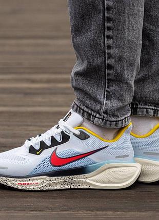 Кроссовки мужские, кроссовки женские, 1в1 люкс качество, кожа, nike air zoom pegasus 41 white blue, inter-2053