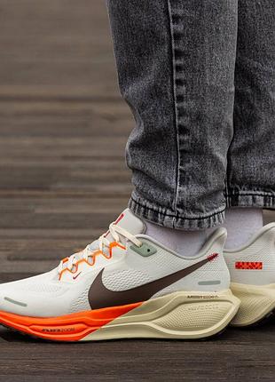 Кроссовки мужские, кроссовки женские, 1в1 люкс качество, кожа, nike air zoom pegasus 41 white orange, inter-2052