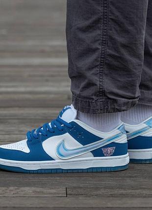 Кроссовки мужские, кроссовки женские, 1в1 люкс качество, кожа, nike sb dunk the born x raised, inter-1610