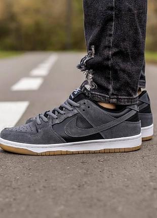 Кроссовки мужские, кроссовки женские, 1в1 люкс качество, кожа, nike sb dunk low black grey, inter-1840