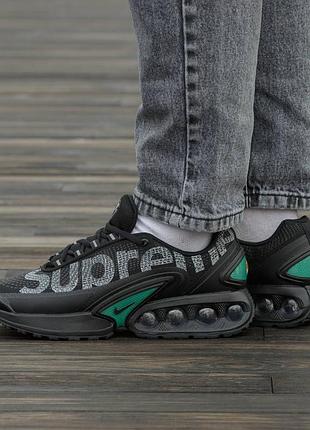 Кроссовки мужские, кроссовки женские, 1в1 люкс качество, кожа, nike air max dn x supreme black green, inter-2571