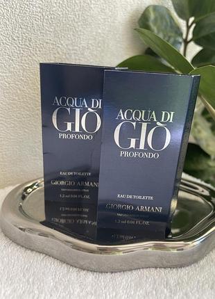 Оригінальний пробнік аромату acqua di giò profondo parfum від giorgio armani, 1,2мл