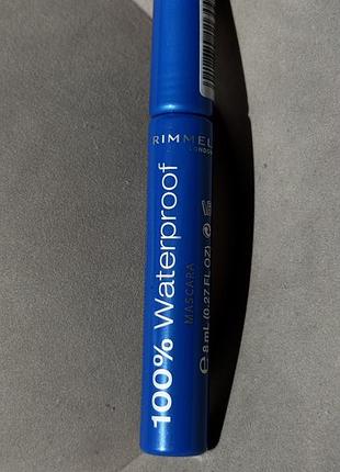 Туш для вій rimmel 100% waterproof- 001 black black