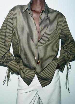 Полосатая рубашка с завязками от zara
