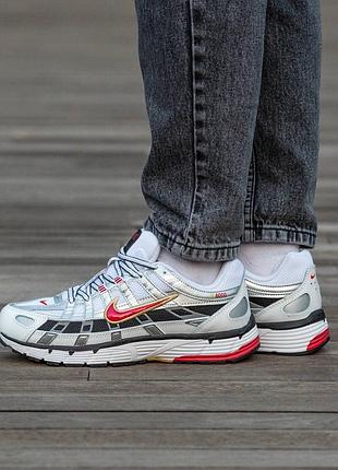 Кросівки чоловічі, кросівки жіночі, 1в1 люкс якість, шкіра, nike p-6000 white red, inter-1881
