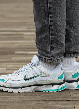 Кросівки чоловічі, кросівки жіночі, 1в1 люкс якість, шкіра, nike p-6000 white blue, inter-1885