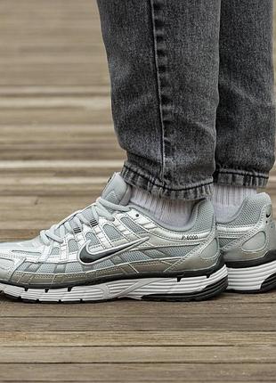Кросівки чоловічі, кросівки жіночі, 1в1 люкс якість, шкіра, nike p-6000 silver, inter-1884