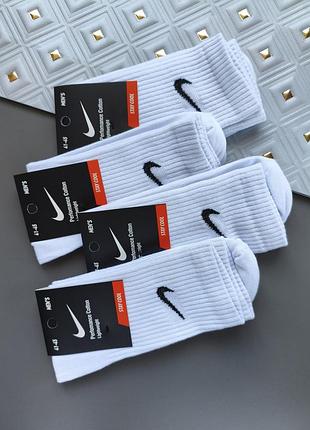 Набор 4 мужские спортивные высокие носки performance cotton (белые)
