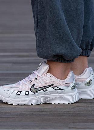 Кросівки чоловічі, кросівки жіночі, 1в1 люкс якість, шкіра, nike p-6000 white rose, inter-2085