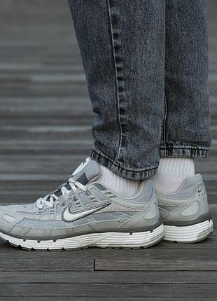 Кросівки чоловічі, кросівки жіночі, 1в1 люкс якість, шкіра, nike p-6000 silver grey gore-tex, inter-2301