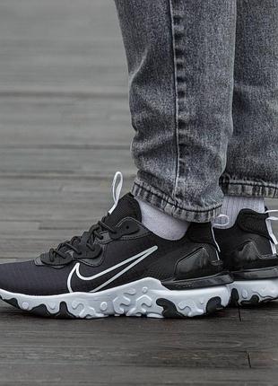 Кросівки чоловічі, кросівки жіночі, 1в1 люкс якість, шкіра, nike react vision black white, inter-2546