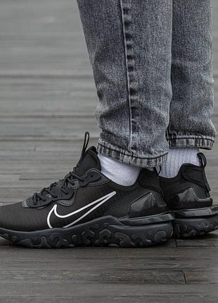 Кросівки чоловічі, кросівки жіночі, 1в1 люкс якість, шкіра, nike react vision black white swoosh, inter-2547
