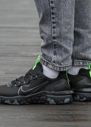 Кросівки чоловічі, кросівки жіночі, 1в1 люкс якість, шкіра, nike react vision black green, inter-2548