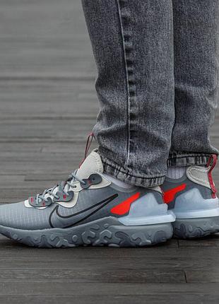 Кросівки чоловічі, кросівки жіночі, 1в1 люкс якість, шкіра, nike react vision grey orange, inter-2550