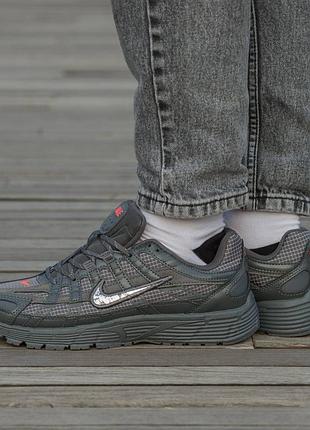Кросівки чоловічі, кросівки жіночі, 1в1 люкс якість, шкіра, nike p-6000 dark grey red, inter-2684