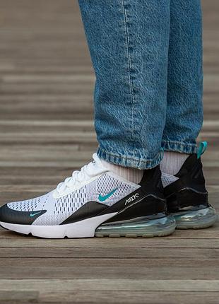 Кроссовки мужские, кроссовки женские, 1в1 люкс качество, кожа, nike air max 270 white black blue, inter-1800
