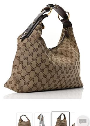 Винтажная сумка хобо gucci horsebit canvas