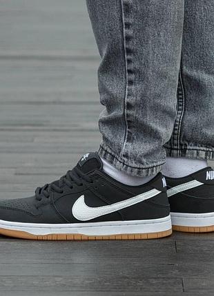 Кросівки чоловічі, кросівки жіночі, 1в1 люкс якість, шкіра, nike sb dunk pro black white, inter-2463