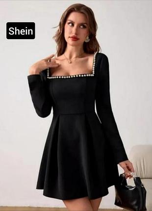 Сукня жіноча міні чорна кльош з перлинами від бренду shein xxl