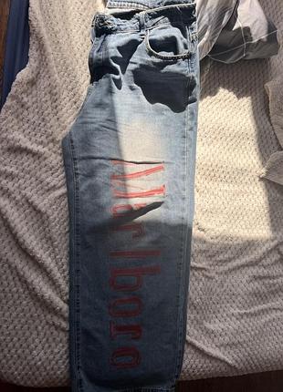 Кастомні джинси, кастом повністю мій, самі джинси ноунейм, розмір xxl, колір світло синій з потертостями типу архів