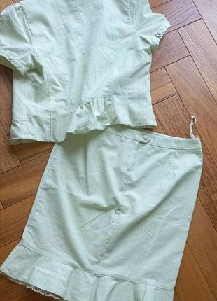 Костюм летний кроп-жакет и юбка 164/88 s/xs