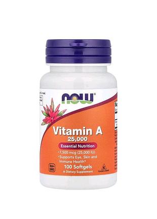 Витамин a now foods vitamin a 25000 мо 100 таблеток для зрения иммунитета шкт кожи мочевыводящих путей слизистых
