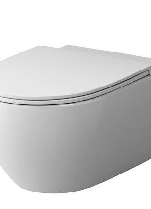 Унитаз подвесной безободковый am.pm bliss l c531700wh flashclean с сиденьем soft close, белый