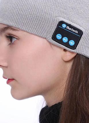 Портативна колонка шапки з bluetooth навушниками sps hat bt true. колір: сірий hn-16