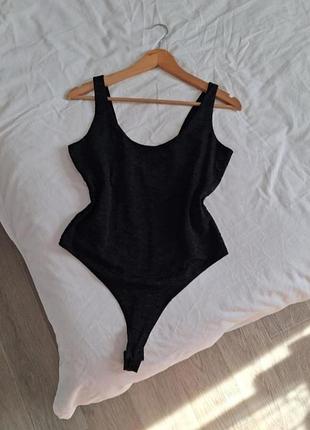 Черный женский боди из текстурной ткани h&amp;m