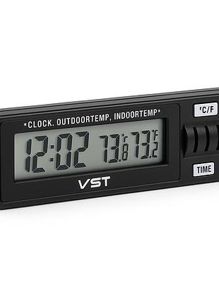 Настільний годинник led на батарейках vst-7065, настільний годинник з термометром і вологоміром mv-33