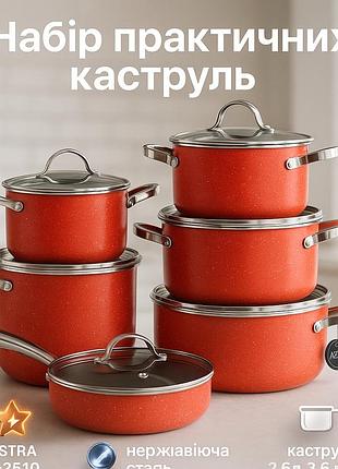 Набір каструль зі сталі, набір каструль для електричних плит практичних gf-57