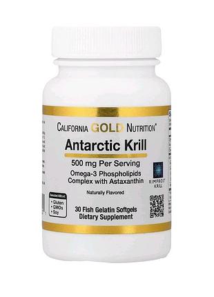 Масло антарктического криля рыбий жир california gold nutrition antarctic krill omega-3 500 мг 30 капсул