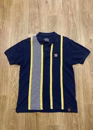 Винтажное поло trojan records / в полоску гусиная лапка / casual mod retro y2k