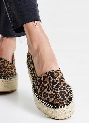 Леопардові еспадрильї на плетеній поатформі asos