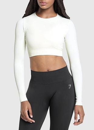 Gymshark long sleeve спортивный лонгслив укороченный кропп топ