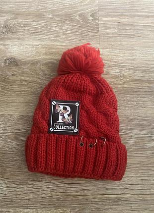 Шапка для дівчаток gaicuin collection червона з помпоном