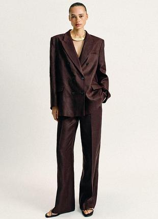 Новий жіночий лляний костюм zara зара 100% льон, піджак + штани s, 2627/809/700 2624/809/700