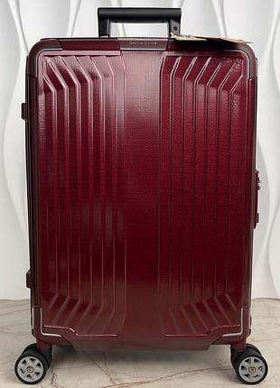 Нова надлегка валіза samsonite lite-box spinner 55/20 cabin strict deep red поліпрополен curv на колесах
