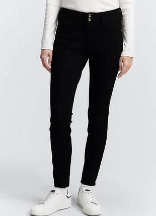 Двойная пуговица 👖 tom tailor alexa skinny ✨ черные джинсы скинни 🖤 узкие женские брюки