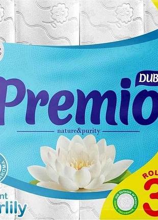 Туалетний папір premio waterlily білий 3 шари 32 рулони тм диво