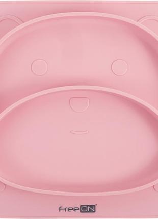 Силиконовая тарелка детская freeon bear, pink
