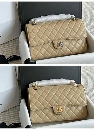 Женская сумка премиум classic flap 25 beige caviar