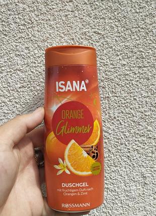 Гель для душу isana orange glimmer 300 мл, апельсин та кориця, лімітована серія