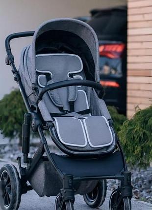 Подкладка для коляски и автокресла freeon, grey - white