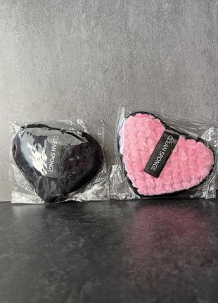 Спонж-сердечко для демакіяжу clean sponge 💗🖤 | багаторазовий