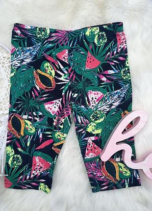 Велосипедки шорти тропічні фрукти кавун папайя h&m
