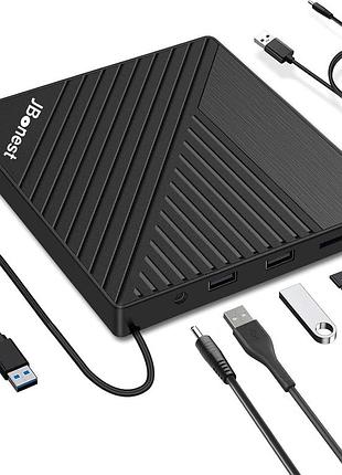 Зовнішній dvd-cd привід jbonest usb3.0 type c з пристроєм читання карт sd/tf