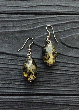 Серьги женские янтарь