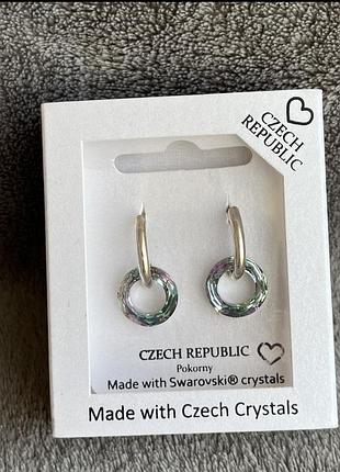 Нові срібні сережки з кристалами swarovski, чехія