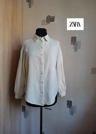 Рубашка блуза блузка от zara с вышивкой цветы